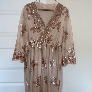 Beautiful Tan with Rose Gold Sequins Dress